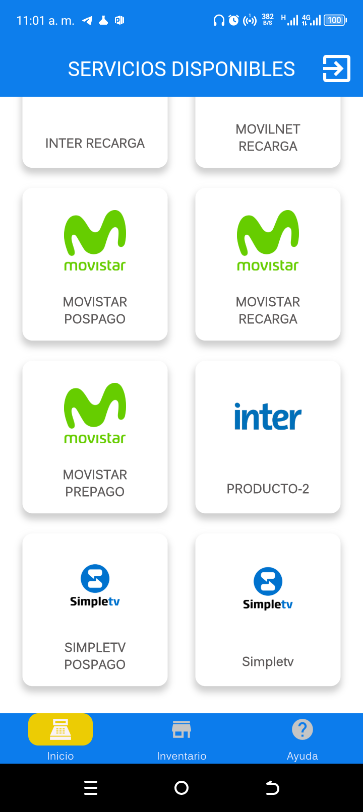 Más servicios de recarga: Movistar pospago, prepago, Inter y SimpleTV